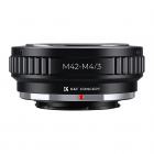 M42 objektiv til Micro 4/3 objektivadapter, M42 skruemontering til Micro Four Thirds M43 MFT passer til Olympus PE, Panasonic Lumix