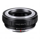 M42 objektiv til Micro 4/3 objektivadapter, M42 skruemontering til Micro Four Thirds M43 MFT passer til Olympus PE, Panasonic Lumix