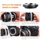 Canon FD-objektiver til Canon EOS EF-adapter med optisk glas K&F Concept M13131