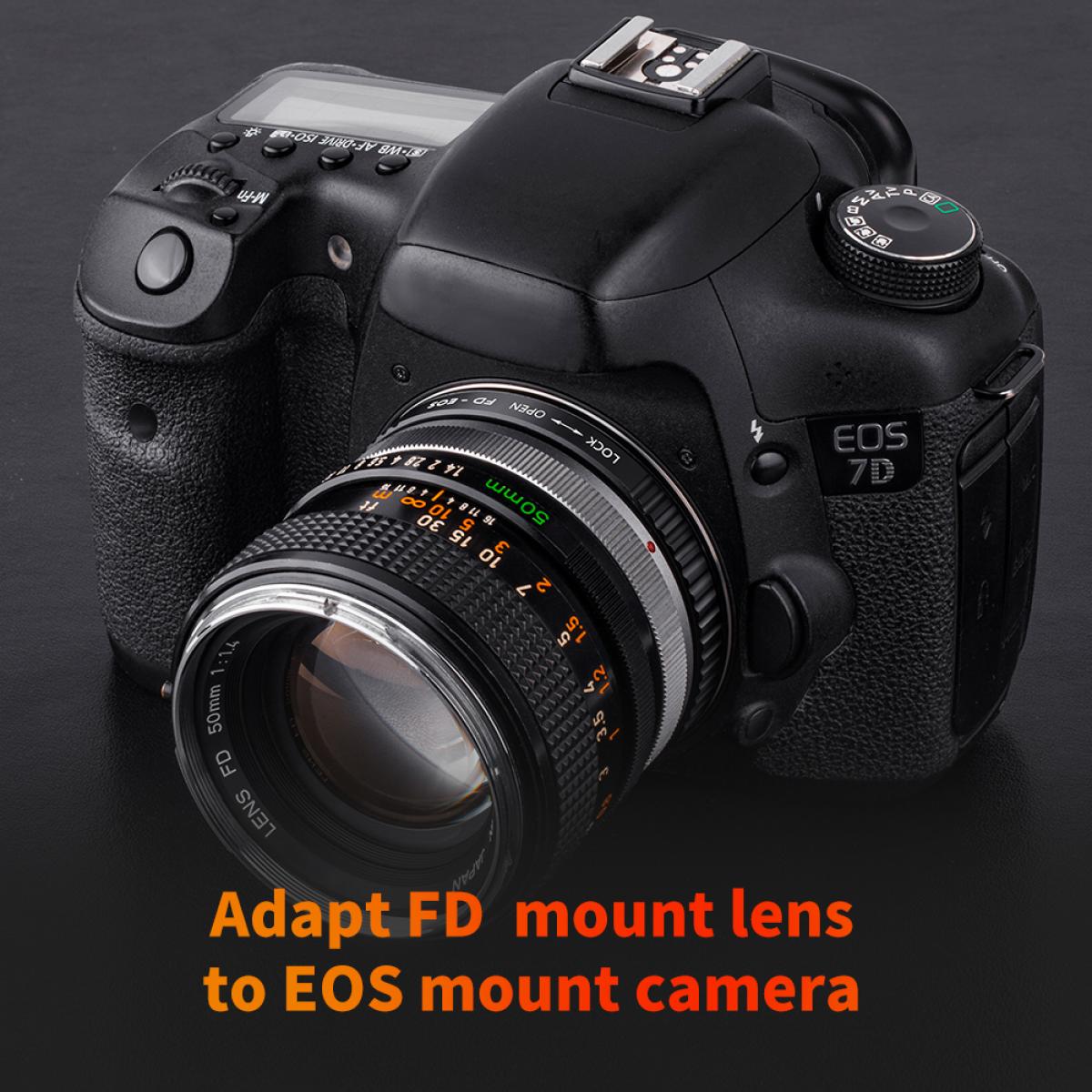 FD-EOS Met Glas 1 Lens Adapter Handmatige Focus Compatibele Canon FD FL Lenzen voor Canon EOS Camera Lichaam