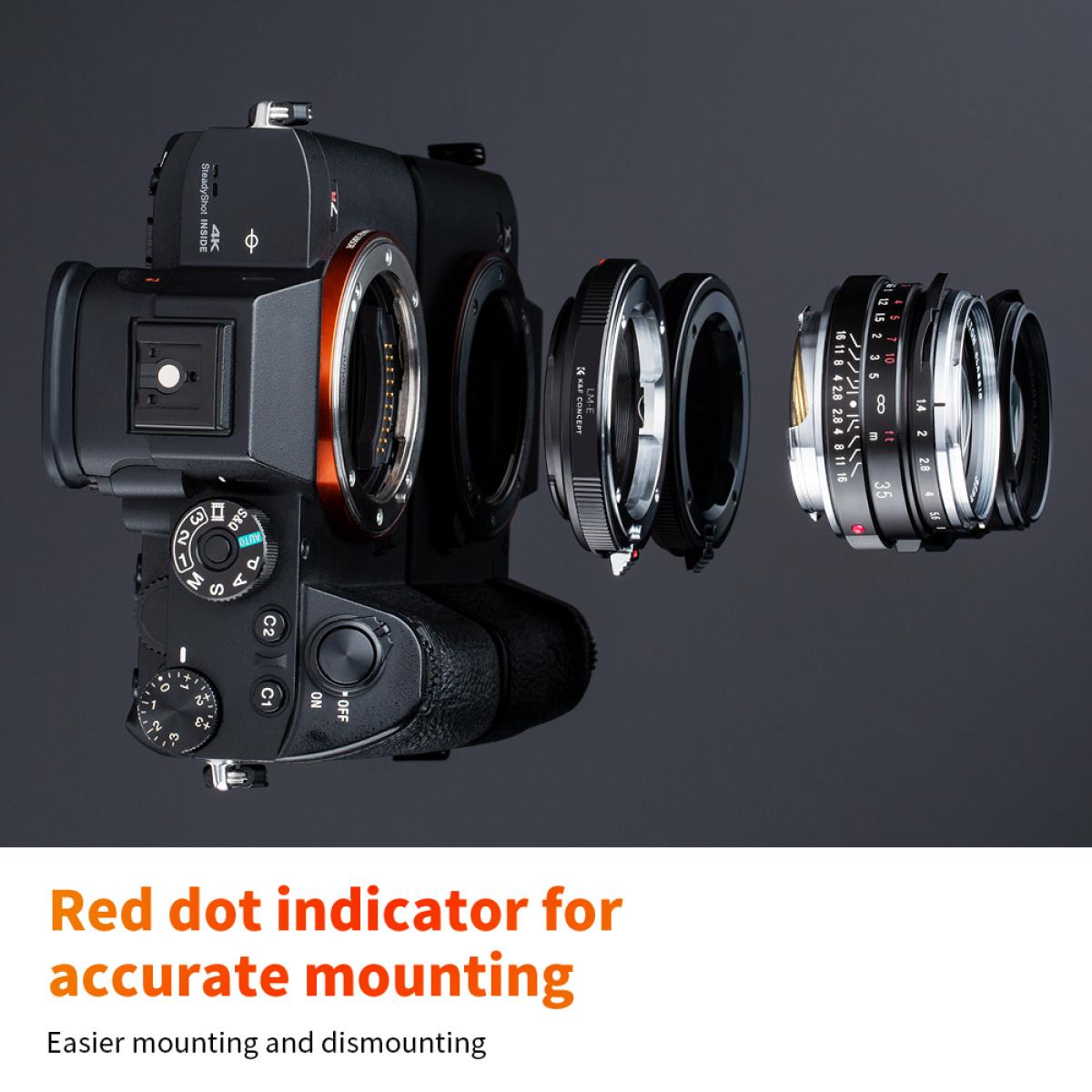 Leica M to NEX Lens Mount Adapter, Compatible with Leica M LM Mount Lens and Compatible with Sony E-Mount Cameras