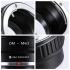 OM til Micro 4/3 Adapter, Manuel Lens Mount Adapter Olympus Zuiko OM Mount Lens til Micro Four Thirds MFT M4/3 Mount Kameraer K&F Concept Lens Adapter