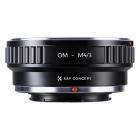 OM til Micro 4/3 Adapter, Manuel Lens Mount Adapter Olympus Zuiko OM Mount Lens til Micro Four Thirds MFT M4/3 Mount Kameraer K&F Concept Lens Adapter