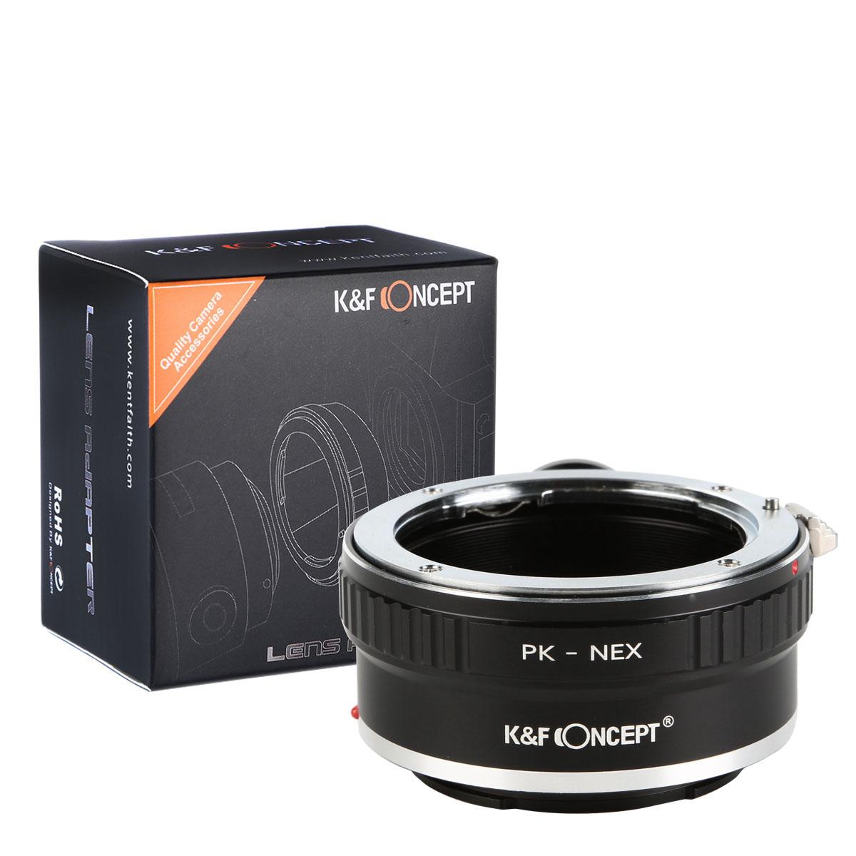 Adapter für Pentax K Objektiv auf Sony E Mount Kamera mit Halterung