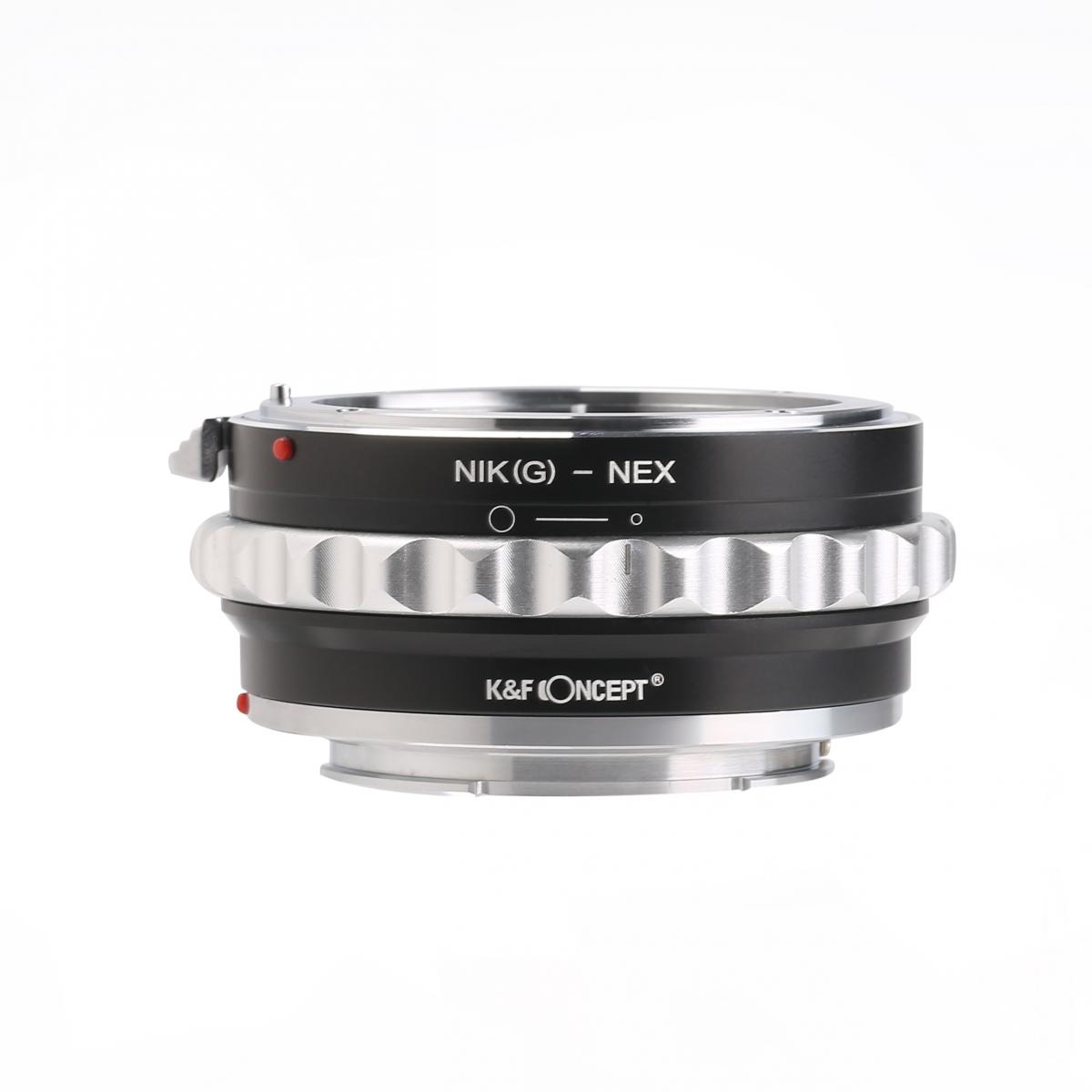 Nikon NIK(G) -kiinnitysobjektiivi Sony E -kamerarunkoon mattalakalla Design K&F -konseptiobjektiivin kiinnitys kaikki kuparisovitin