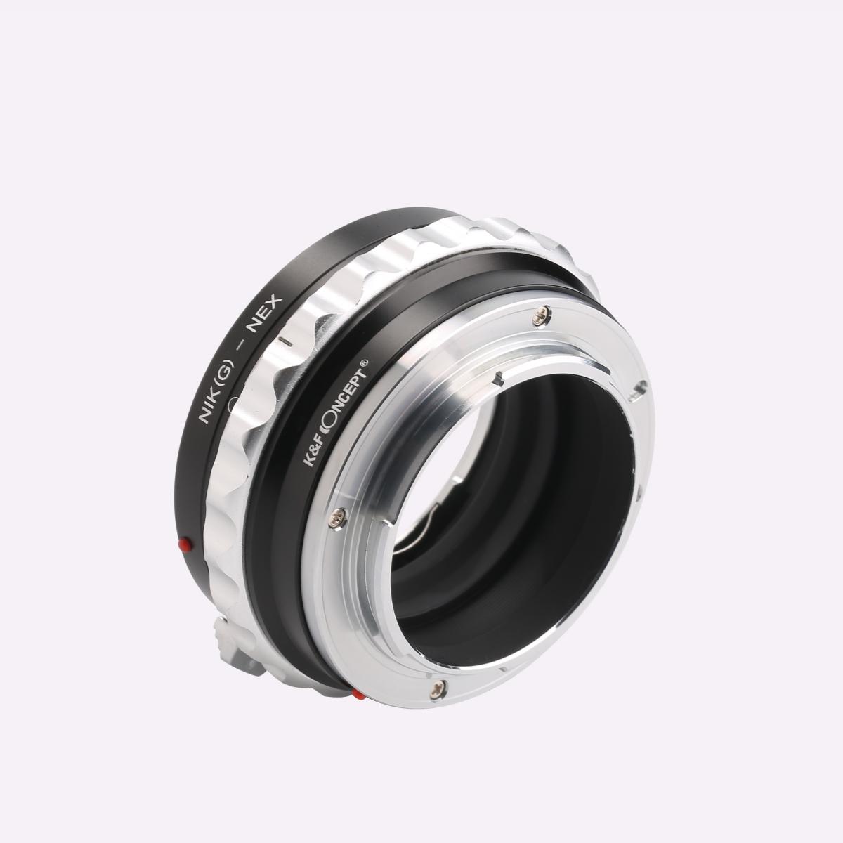 Nikon NIK(G) -kiinnitysobjektiivi Sony E -kamerarunkoon mattalakalla Design K&F -konseptiobjektiivin kiinnitys kaikki kuparisovitin