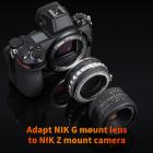 G AF-S -kiinnityslinssi Nikon Z6 Z7 -kameraan K&F Concept -objektiivikiinnityssovitin