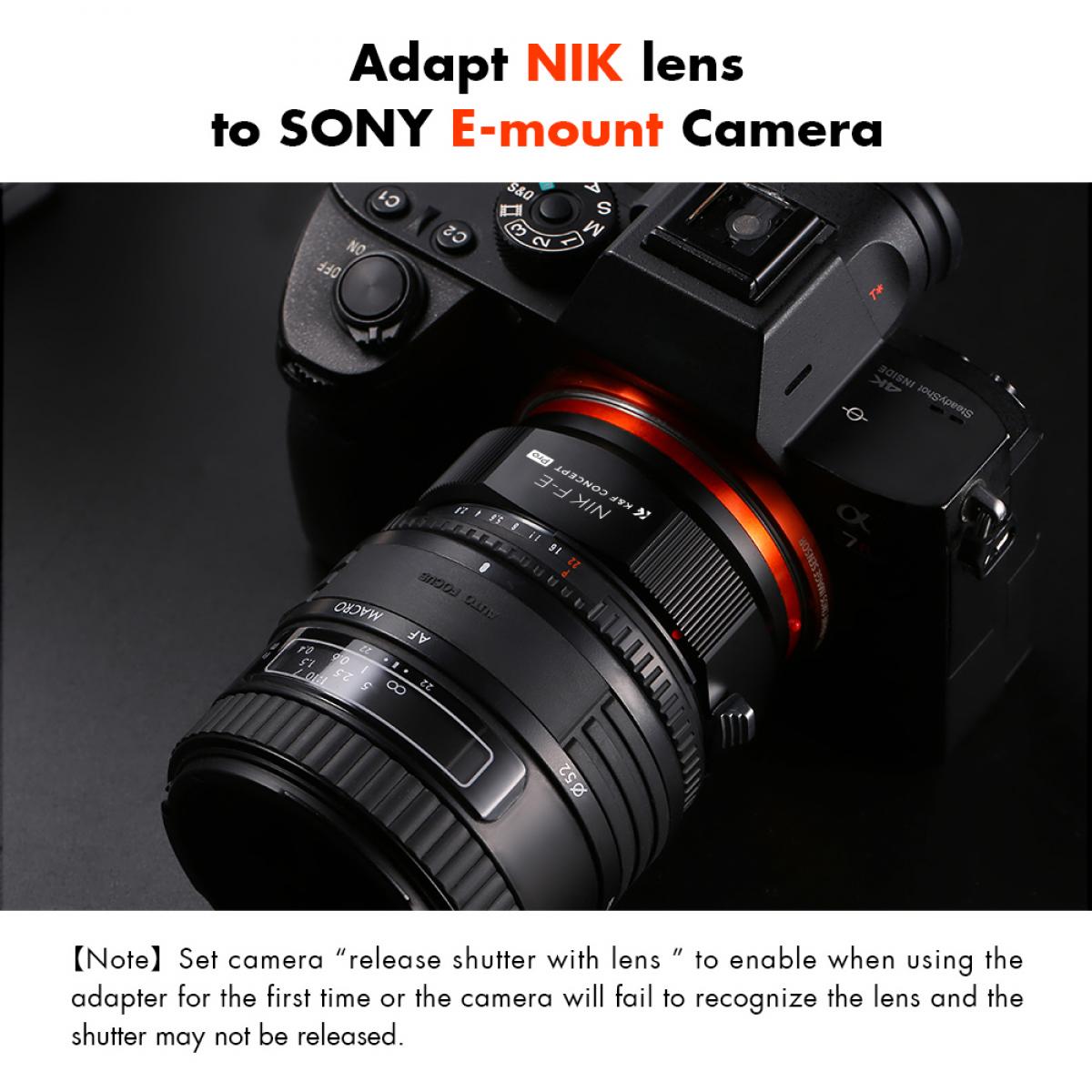NIK-NEX Adaptador para Objetivo Nikon F a Sony E NEX, Serie FIX PRO