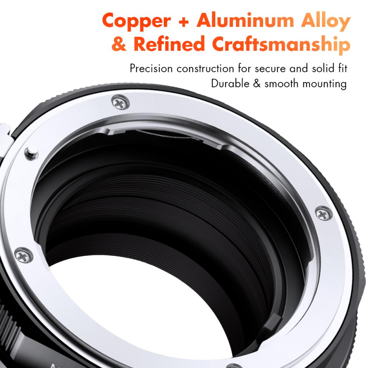 K&F Concept M18115 Nikon NIK(G)-FX FIT PRO,Novo em 2020 adaptador de lente de alta precisão (laranja)