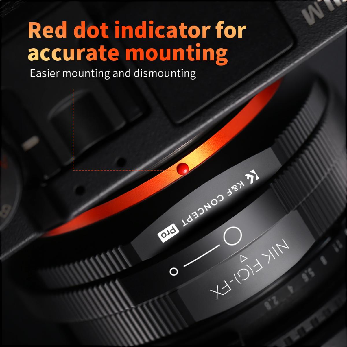 K&F Concept M18115 Nikon NIK(G)-FX FIT PRO,Novo em 2020 adaptador de lente de alta precisão (laranja)