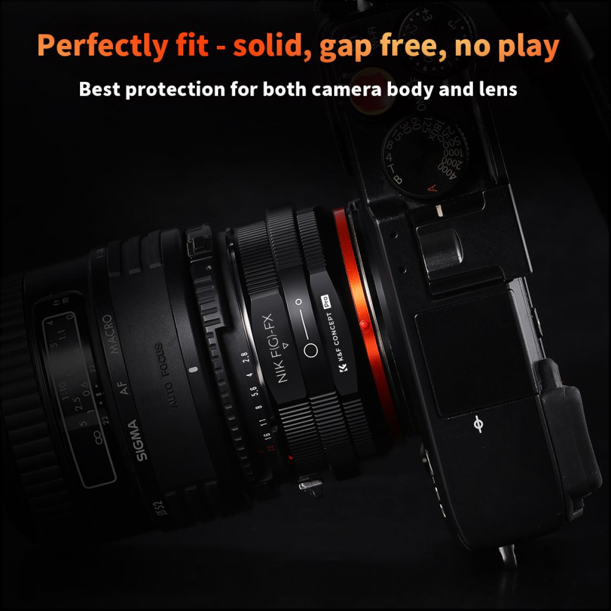 K&F Concept M18115 Nikon NIK(G)-FX FIT PRO,Novo em 2020 adaptador de lente de alta precisão (laranja)