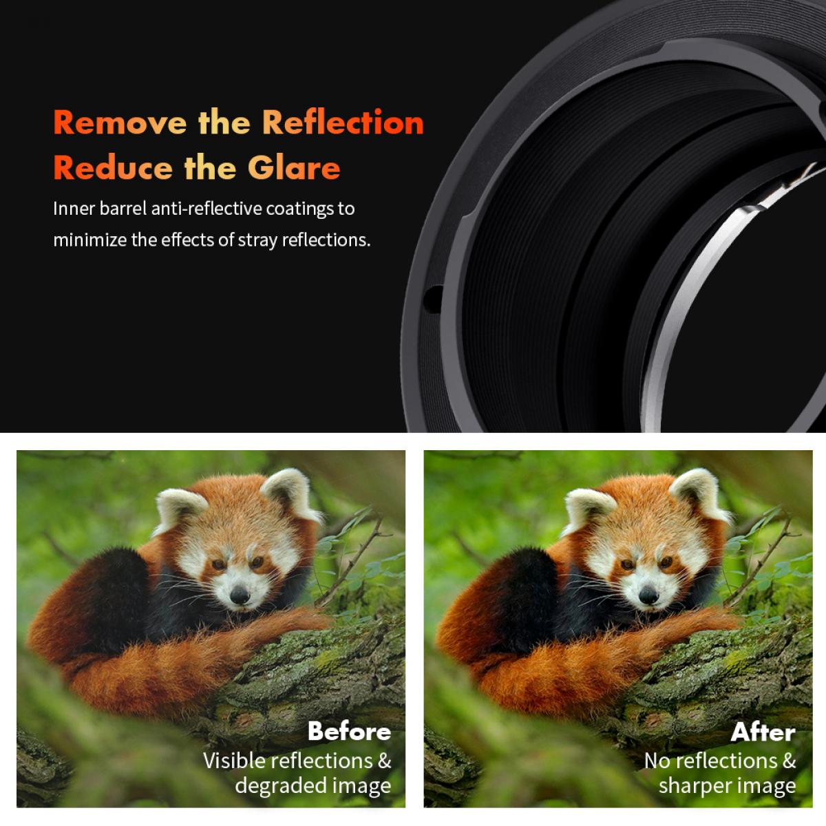 K&F Concept M18115 Nikon NIK(G)-FX FIT PRO,Novo em 2020 adaptador de lente de alta precisão (laranja)