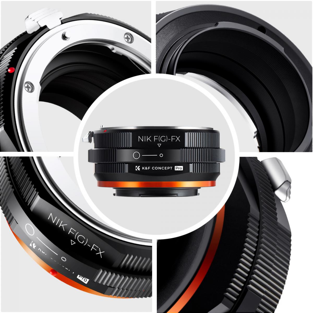 K&F Concept M18115 Nikon NIK(G)-FX FIT PRO,Novo em 2020 adaptador de lente de alta precisão (laranja)