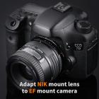 K&F Concept Opdateret NIK til EOS Adapter, Manuel Lens Mount Adapter til Nikon F/AI Mount Linse og Canon EOS EF EF-S Mount Camera