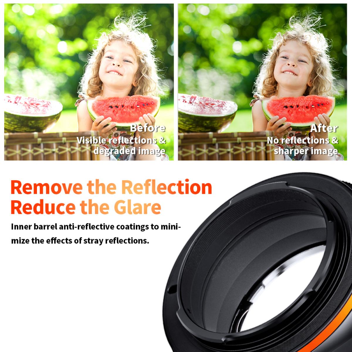 C/Y-Nex Pro -objektiivisovitin (oranssi) K&F Concept M14105 -objektiivisovitin