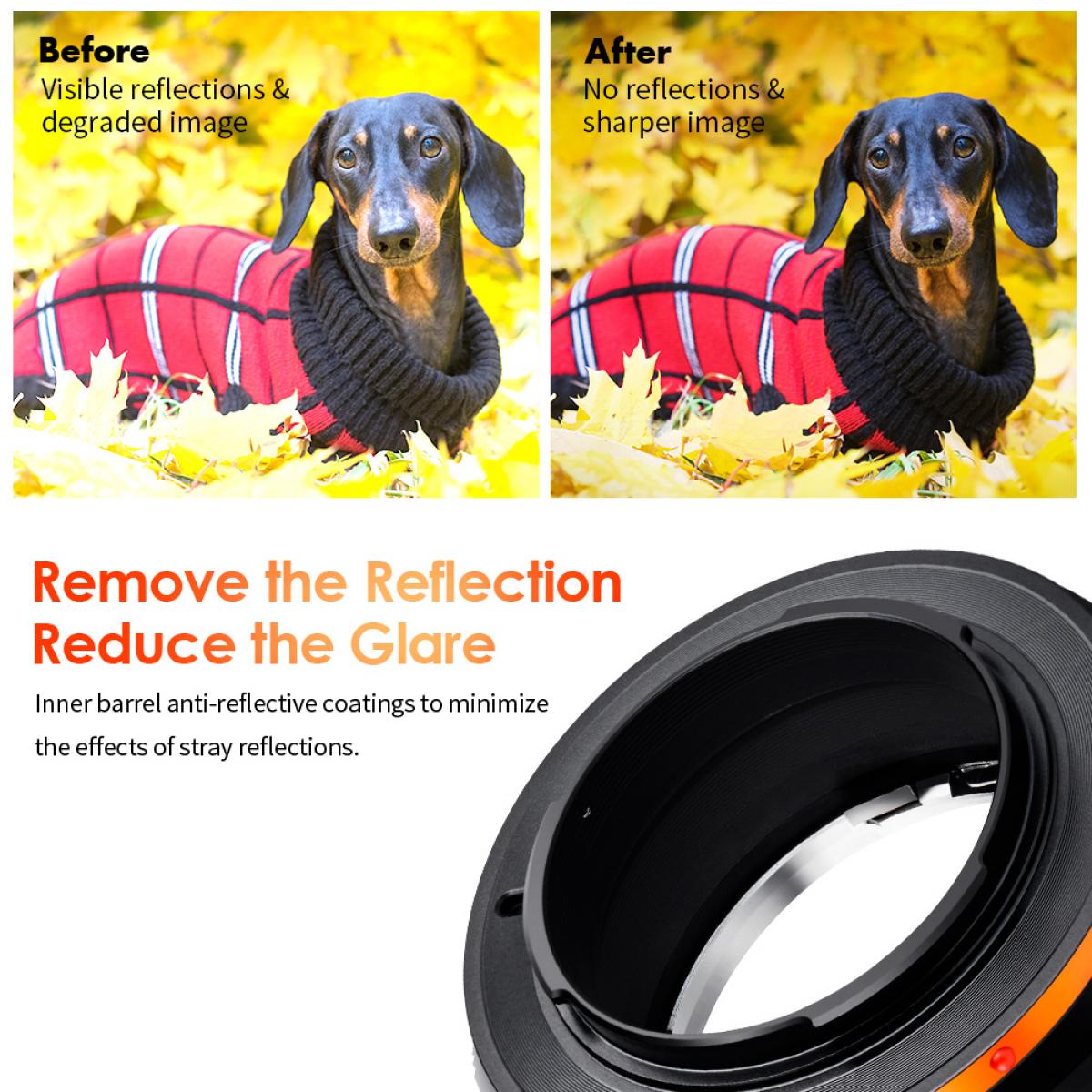 Minolta, Lokki, Pearl River -sarjan MD-linssit Fuji FX -kiinnitteiseen runkoon MD-FX PRO K&F Concept M15115 -objektiivisovitin