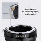 Nikonin F/D/G-sarjan objektiivi Sony E-sarjan kiinnityskameraan, NIK(G)-NEX IV PRO -objektiivikiinnityssovitin