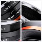 Nikonin F/D/G-sarjan objektiivi Sony E-sarjan kiinnityskameraan, NIK(G)-NEX IV PRO -objektiivikiinnityssovitin