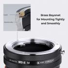 Minolta (SR / MD / MC) -sarjan objektiivi Sony E -sarjan kiinnityskameraan, MD-NEX IV PRO -high Precision -objektiivin kiinnityssovitin