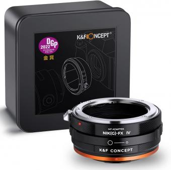 K&F Concept Lens Mount Adapter NIK(G)-FX IV Manueller Fokus Kompatibel mit Nikon F (G-Typ) Objektiv und Fujifilm X Mount Kameragehäuse