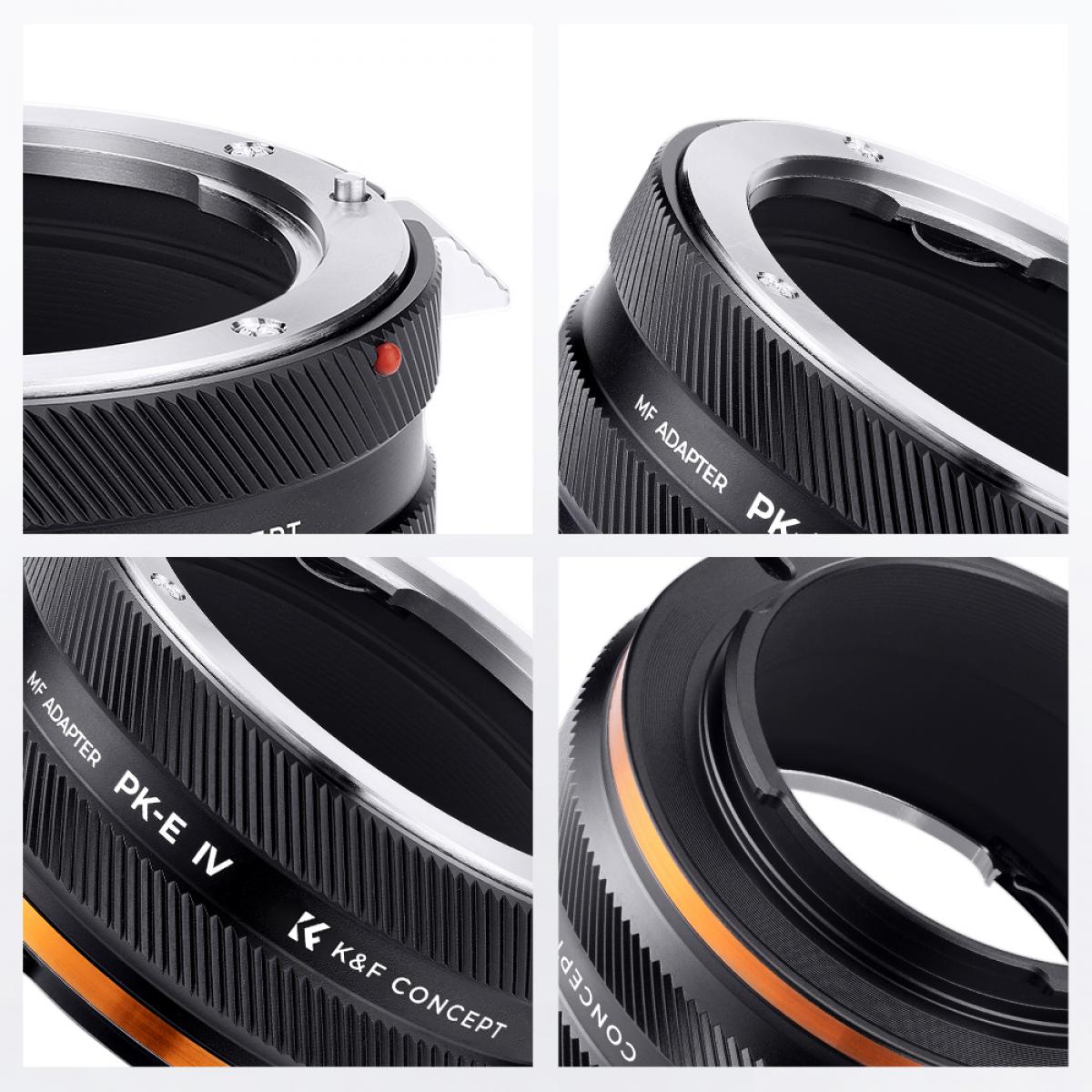 K&F Concept Pentax K Lens Mount para Sony E Camera Body Body Adapter Ring, laca fosca, PK-E IV FIT ART