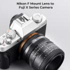 K&F Concept Nikon F Lens Mount para Fuji X Camera Body Body Adapter Ring, verniz fosco, NIK-FX IV FIT ART