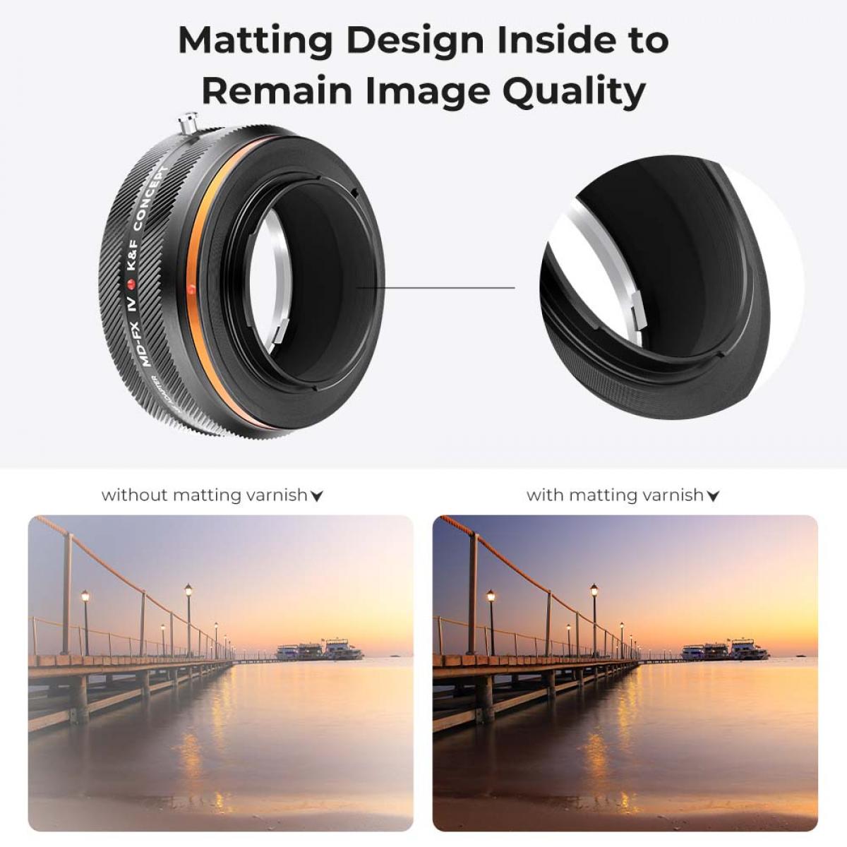 K&F Concept Minolta (SR / MD / MC) objektivfeste til Fuji X kamerahusadapterring, matt lakk, MD-FX IV PRO