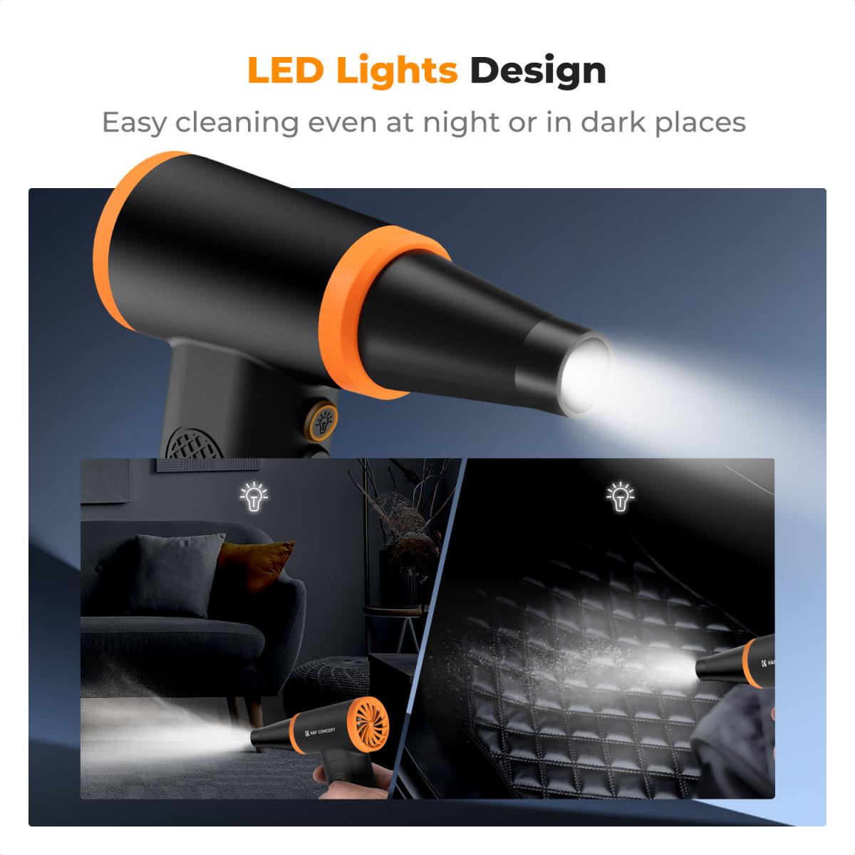 K&F Concept 12-1 borstlös tryckluftsdammare, 3-växlad justerbar, supervindkraft, laddningsbar och bärbar, för djup datorrengöring, tangentbord, biltorr, hem - Byt ut tryckluftsburkar