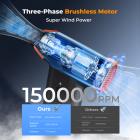 K&F Concept Blåser og sugekraft 2-i-1 trykkluftstøvsuger, med LED-lys, 150 000 o/min elektrisk luftstøvsuger, 3-girs justerbar og bærbar, støvblåser for datamaskin, tastatur, hus, utendørs og bil