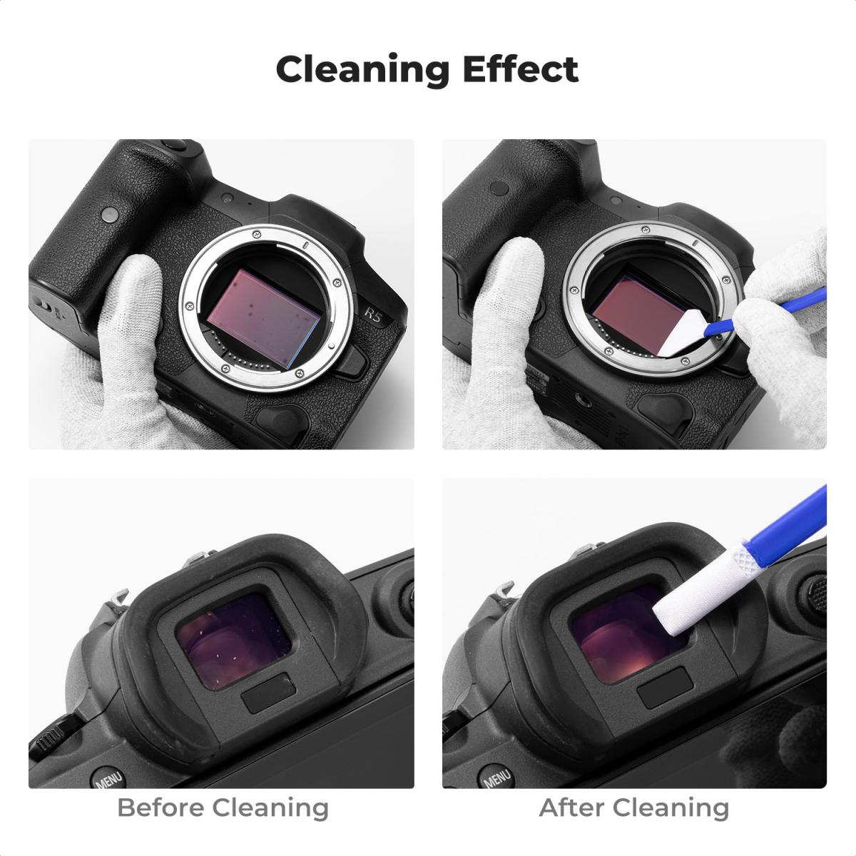 K&F Concept 2-1 24mm Rengøringspind til fuldformatsensor og søgerrensepind, DSLR SLR digitalkamera CMOS og CCD sensorrensepindssæt til Nikon Sony Canon kamerarens