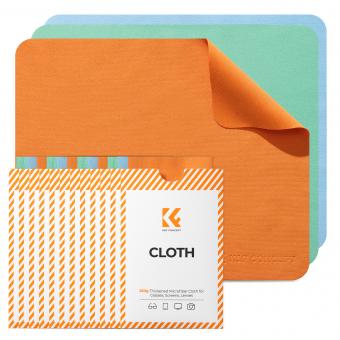 K&F CONCEPT 12 Pack Lens Cleaning Cloth | Microfiber Cleaning Cloth | Glasses Cleaning Cloths | Eyeglass Lens Cleaner | Eyeglasses, Camera Lens, VR/AR Headset Screen Cleaning | Orange & Green & Blue