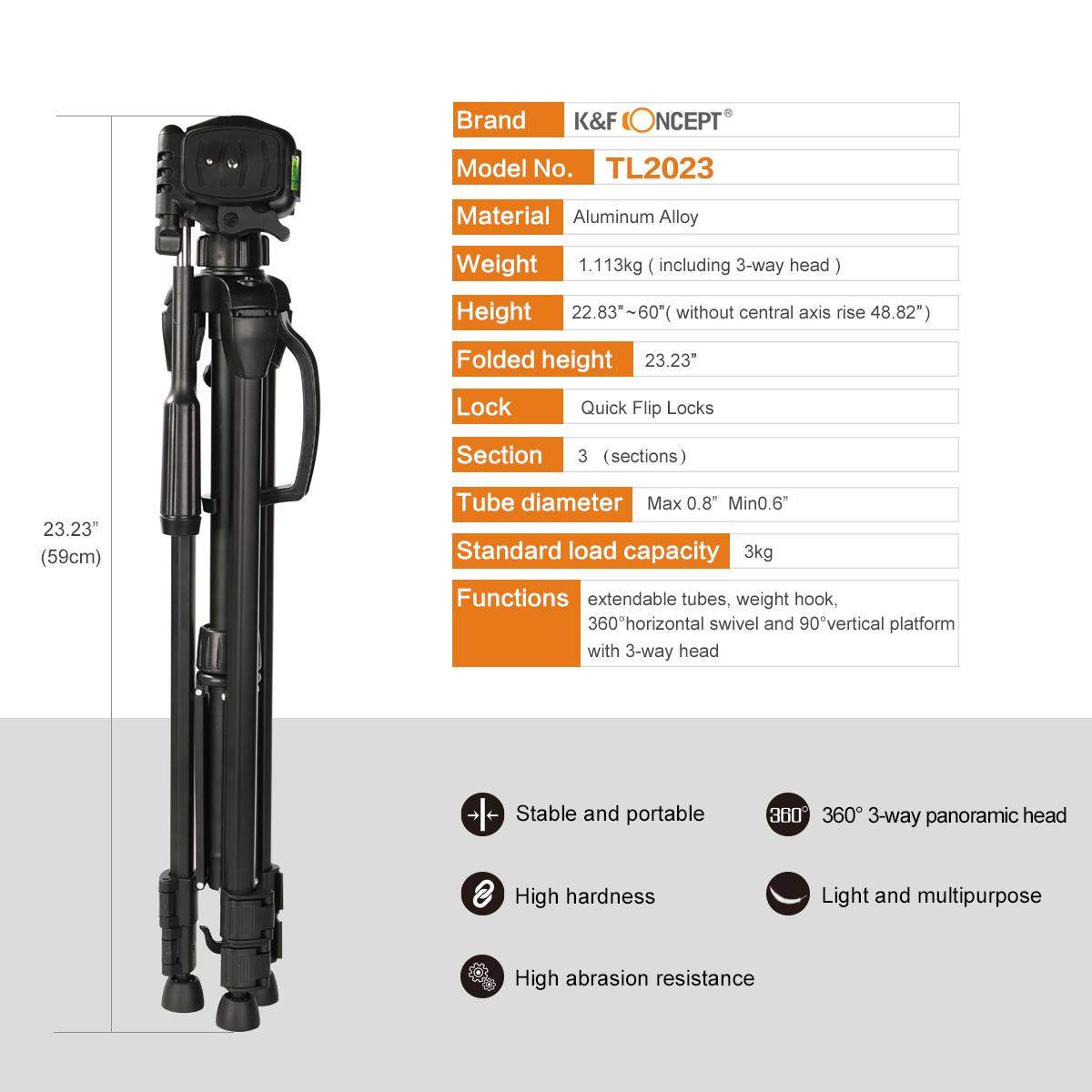 TL2023 Lightweight DSLR Camera Aluminium Tripod Bargain Sale Black Tripod