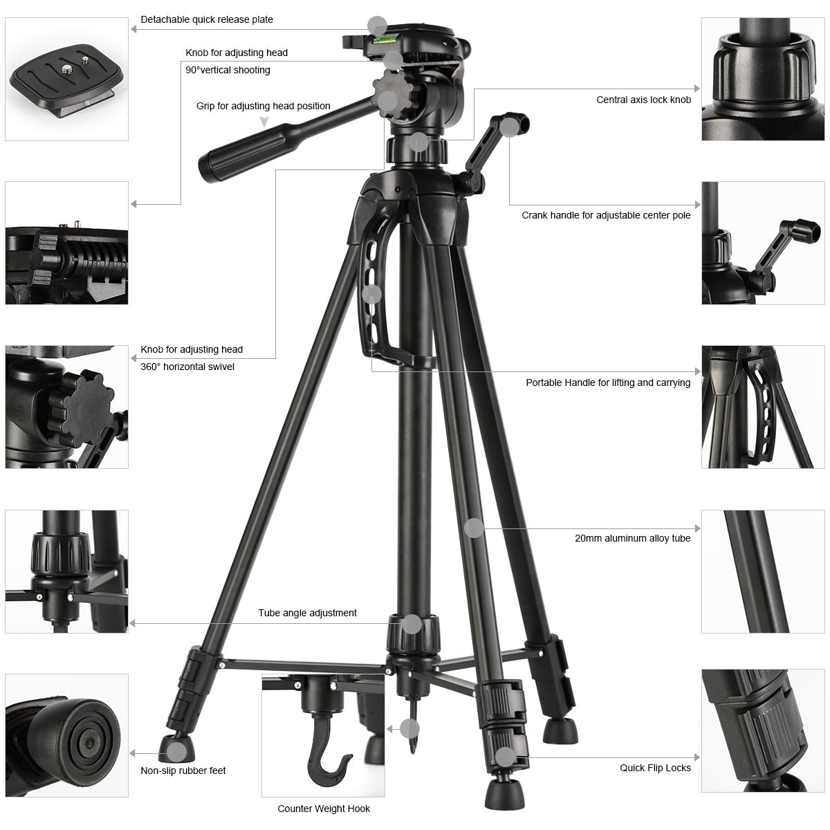 TL2023 Lightweight DSLR Camera Aluminium Tripod Bargain Sale Black Tripod