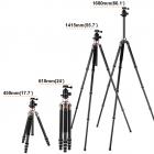 K&F Concept kolfiberkamerastativ, 4 avdelningar, 61 tum, lastkapacitet 26,46 lbs, monopod-kompatibel för DSLR och DV-kameror
