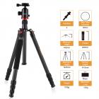 O tripé de pouco peso da fibra do carbono de TC2834 Monopod para a câmera de DSLR 65,5 avança a capacidade de carga 12KG da cabeça 4 da cabeça da bola das polegadas