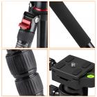 Mycket kompakt och lättviktig aluminiumresväskastativ med monopod 66 tum/161 cm, 360° panoramabollhuvud, kompatibel med DSLR-kameror, modell TM2834