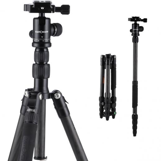 K&F Concept TC2235 kolfiberstativ-monopod-kit för DSLR-kameror, bollhuvud, 5 avdelningar