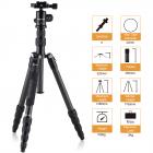 K&F Concept TC2235 kolfiberstativ-monopod-kit för DSLR-kameror, bollhuvud, 5 avdelningar