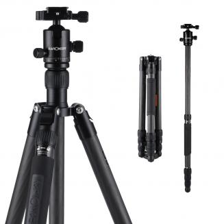 K&F Concept TC3134C professionellt kolfiberstativ-monopod-kit för DSLR-kameror, bollhuvud, 4 avdelningar