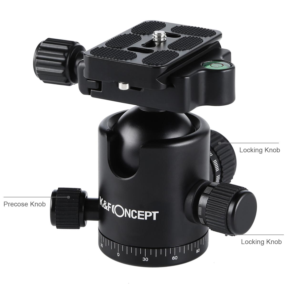 K&F Concept TC3134C professionellt kolfiberstativ-monopod-kit för DSLR-kameror, bollhuvud, 4 avdelningar