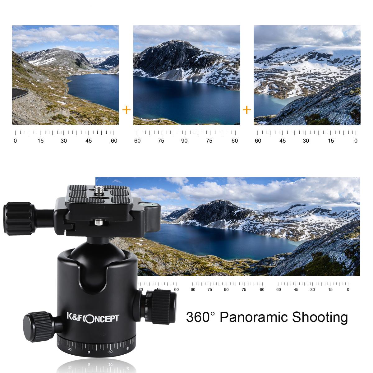 K&F Concept TC3134C professionellt kolfiberstativ-monopod-kit för DSLR-kameror, bollhuvud, 4 avdelningar