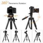 TM2324L Черный Портативный Компактный Штатив 56 дюймов для Мобильного Телефона Видеокамеры 3-полосный Поворотный Pan Tilt Head