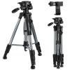 TM2324L Grå bärbar kompakt tripod 56inch för videokamera mobiltelefon 3-vägs svängbar pan-tilthuvud