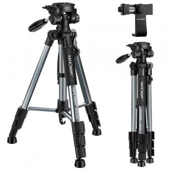 TM2324L Серый Портативный Компактный Штатив 56 дюймов для Мобильного Телефона Видеокамеры 3-полосный Поворотный Pan Tilt Head