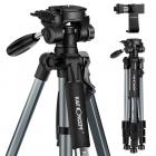 TM2324L Серый Портативный Компактный Штатив 56 дюймов для Мобильного Телефона Видеокамеры 3-полосный Поворотный Pan Tilt Head