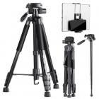 69.7"/177cm Treppiede per telefono Treppiede per DSLR 8.8lbs carico con supporto per telefono/pad, testa Pan a 3 vie e monopiede staccabile KF2624L