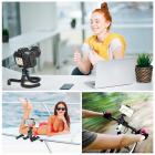 Mini Trípode Flexible Cámara Gopro Móvil Vlog con Tornillo 1/4”Soporte Universal Cabeza de Bola 360°y Control Remoto Bluetooth para Canon Sony Nikon Gopro y Smartphone