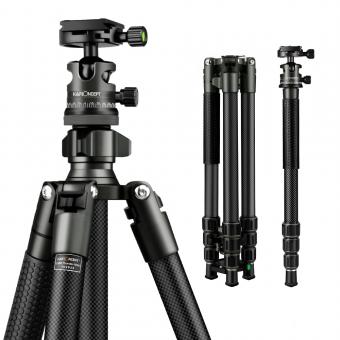 TC2634 (preto) portátil de fibra de carbono leve portátil para fotografia de viagem