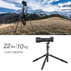 B210 Travel Tripod Light Carbon Fiber with 2 blocks Central Column / Metal Accessories / Case / 360 ° Ball Head / for Vlogging Travel for Canon Nikon Sony Olympus Camera