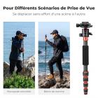 155 cm (60") Trépied Appareil Photo en Fibre de Carbone, Trépied Photo de Voyage Portable Professionnel avec Monopode, Trépied Caméra de Macrophotographie
